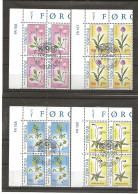 Faroe Islands 1988 Flowers,  Mi 162-165 In Bloc Of Four - Marginal Upper Left, Cancelled(o) - Faroe Islands