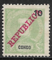 Portuguese Congo – 1911 King Carlos Overprinted REPUBLICA 10 Réis Mint Stamp - Portuguese Congo