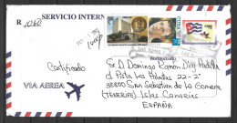 Cuba Registered Cover With Library & Actor Stamps Sent To Spain - Briefe U. Dokumente