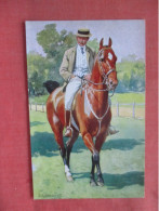 Man Riding A Horse    -Signed Artist.         ref 6084 - Pferde