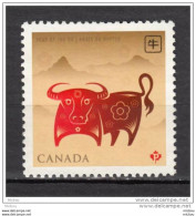 Canada, MNG, Nouvel An Chinois, Année Du Buffle, Boeuf, Taureau, Taurus, Bull, Chinease New Year - Chinese New Year