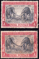 INDIA- TUSKERS- STEGODON GANESA- PRE DECIMAL-2 ANNAS- COLOR VARIETY- FU-SCARCE-IE-76 - Elephants