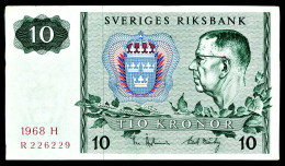 A9  SWEDEN    BILLETS DU MONDE   BANKNOTES  10 KRONOR 1968 - Suède