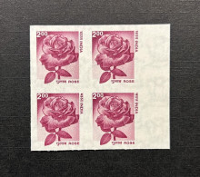 India 2000 Error 9th Definitives Series Rs.2 ROSE Block Of 4 Error "IMPERF / NO PERF" MNH As Per Scan - Variétés Et Curiosités