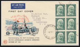 AAT 1961 Australian Antarctic Territory FDC Cover. 5d Myrtle-Green Sir Douglas, Dog, Sledge, Cover To Cambridge,UK (**) - Briefe U. Dokumente