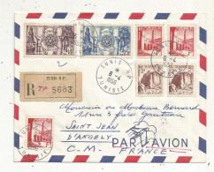 Lettre, TUNISIE, TUNIS R.P., 6-4 1956, Recommandé, R, 7 Timbres - Tunisia