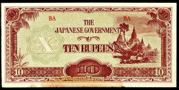A9  MYANMAR   BILLETS DU MONDE    THE JAPANESE GOVERNMENT BANKNOTES  10 RUPEES 1942 - Myanmar