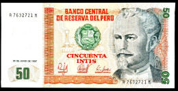 A9  PERU   BILLETS DU MONDE   BANKNOTES  50 INTIS 1987 - Pérou