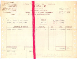 Factuur Facture - Manufacture De Tabacs Jubilé - Liège 1954 - 1950 - ...
