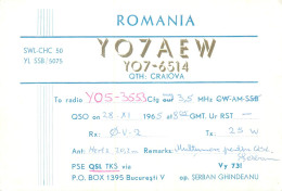 Radio Amateur QSL Card To YO5-3553 From Romania Craiova YO7-6524 YO7AEW - Radio Amateur