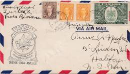 32908# LETTRE CANADA AIR MAIL POSTE AERIENNE PREMIER VOL OFFICIEL QUEBEC TROIS RIVIERES 1942 HALIFAX - Aéreo