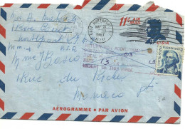 Aérogramme - John F Kennedy - Retour Pour Complément D'affranchissement - Other & Unclassified