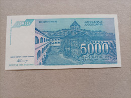Billete De Yugoslavia De 5000 Dinara, Año 1994, Serie AA, UNC - Yougoslavie