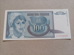 Billete De Yugoslavia De 100 Dinara, Año 1992, Serie AA, UNC - Yougoslavie