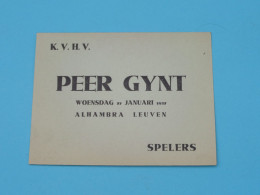 K.V.H.V. - PEER GYNT Woensdag 27 Januari 1937 > ALHAMBRA LEUVEN - SPELERS ( Zie/Voir Scans ) 1937 ! - Andere & Zonder Classificatie