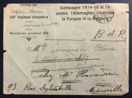 France, Enveloppe Campagne 1914-15 Et 1916 Contre L'Allemagne, L'Autriche, La Turquie Et La Bulgarie - (B1314) - WW I