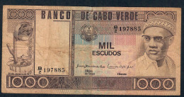 CAPE VERDE P56a 1000 ESCUDOS 1977 #B/2  FINE - Cape Verde
