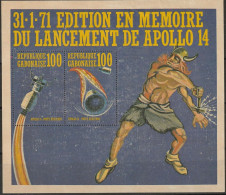 D 144) Raumfahrt: Gabun 1971 Mi# Block 18 * (ohne Gummi) - Landung Von Apollo 14 (Versand Im Großbrief) - Afrika