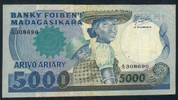MADAGASCAR P69b 5000ARIARY = 5000 FRANCS  1983 #A/16 Signature 2 ( RAREST  VARIETY )       AVF Only 2 P.h. - Madagascar