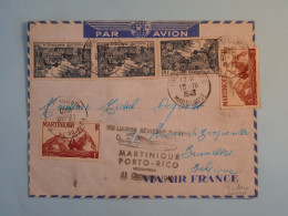 BT12 MARTINIQUE  BELLE LETTRE  1948 1ERE VOL AIR FRANCE  A  PORTO RICO REDISTR. EN BELGIQUE ++   +AFF. FLAMBOYANT +++ - Brieven En Documenten