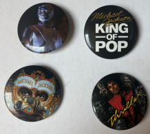 Lot De 4 Badge Michael JACKSON - King Of Pop - Thriller - Dangerous - Objets Dérivés