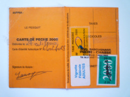 2023 - 1223  CARTE De PÊCHE  2000  Avec  TIMBRES FISCAUX  TAXE  PISCICOLE - Covers & Documents