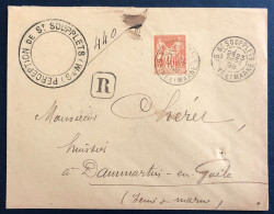 France N°94 Sur Enveloppe Recommandée TAD ST SOUPPLETS, Seine Et Marne 23.9.1898 - (B3734) - 1877-1920: Semi-Moderne