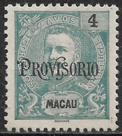 Macau Macao – 1902 King Carlos PROVISORIO 4 Avos Mint Stamp - Gebraucht