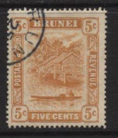 Brunei (20) 1916 Issue. Watermark Multiple Crown CA. 5c. Orange. Used. Hinged. - Brunei (...-1984)