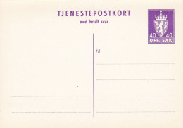 Norwegen Tjenestepostkort Med Betalt Svar Ungelaufen DP32 - Postal Stationery