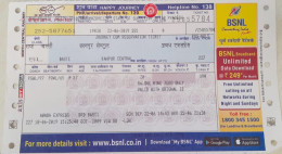 India Old / Vintage - North Central Railway / Train Ticket With "VSNL" Mobile Advertisement As Per Scan - Welt