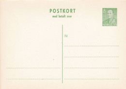 Norwegen Postkort Med Betalt Svar P126 Ungelaufen - Postal Stationery