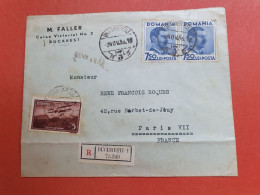 Roumanie - Enveloppe En Recommandé De Bucarest Pour Paris Par Avion En 1936 - Réf 1035 - Brieven En Documenten