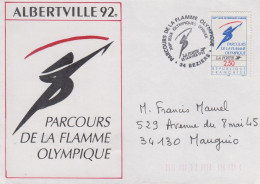Enveloppe    FRANCE   Parcours  De  La  Flamme  Des   JEUX  OLYMPIQUES  D'  HIVER    ALBERTVILLE   BEZIERS   1992 - Inverno1992: Albertville