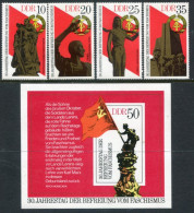 DDR / E. GERMANY 1975 Liberation Anniversary MNH / ** .  Michel 2038-41 + Block 42 - Unused Stamps