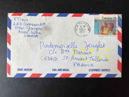 ENVELOPPE CANADA NEW GLASGOW 1977 POUR ST AMANT TALLENDE FRANCE - Lettres & Documents