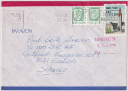 Buntfrankatur Auf Bedarfsflugpostbrief Gelaufen 1979 Ab TURKU Finnland Nach ZÜRICH Suisse - Storia Postale