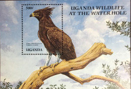 Uganda 1989 Wildlife At The Waterhole Eagle Birds Minisheet MNH - Arends & Roofvogels