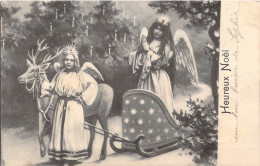 NOEL - Heureux Noel - Enfants - Cerf - Anges - Carte Postale Ancienne - Autres & Non Classés