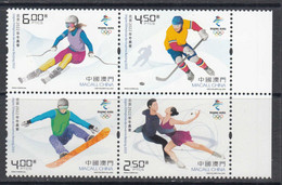 2022 Macau Winter Olympics Ice Hockey Skating Skiing Complete Block Of 4  MNH - Unused Stamps