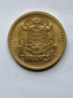 MONACO  =  PIECE DE MONNAIE DE 2 FRANCS  DE 1945 - 1922-1949 Luigi II