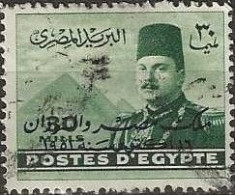 EGYPT 1952 King Faroukh Overprinted 'King Of Egypt And The Sudan 16th October 1951' - 30m. - Green FU - Usati
