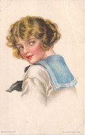 Illustration Non Signée - Femme Avec Un Col Marin - Sourire - Carte Postale Ancienne - Unclassified