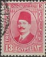 EGYPT 1927 King Fuad I - 13m. - Red FU - Usados