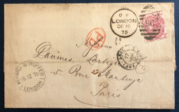 Grande Bretagne N°51 Sur Lettre De Londres16.12.1875 + Entrée CALAIS AMB. CALAIS C - (B3011) - Covers & Documents