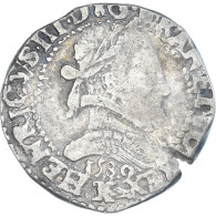 Monnaie, France, Henri III, 1/2 Franc Au Col Plat, 1589, Bordeaux, TB+, Argent - 1574-1589 Hendrik III