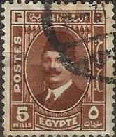 EGYPT 1927 King Fuad I - 5m. - Brown FU - Usados