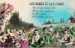 FANTAISIE - Bébés - Les Roses Et Les Choux - Carte Postale Ancienne - Bébés