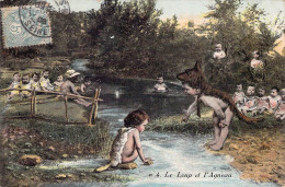 FANTAISIE - Bébés - Le Loup Et L'Agneau - Carte Postale Ancienne - Baby's