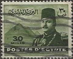 EGYPT 1927 King Farouk And Pyramids -  30m. - Olive FU - Oblitérés